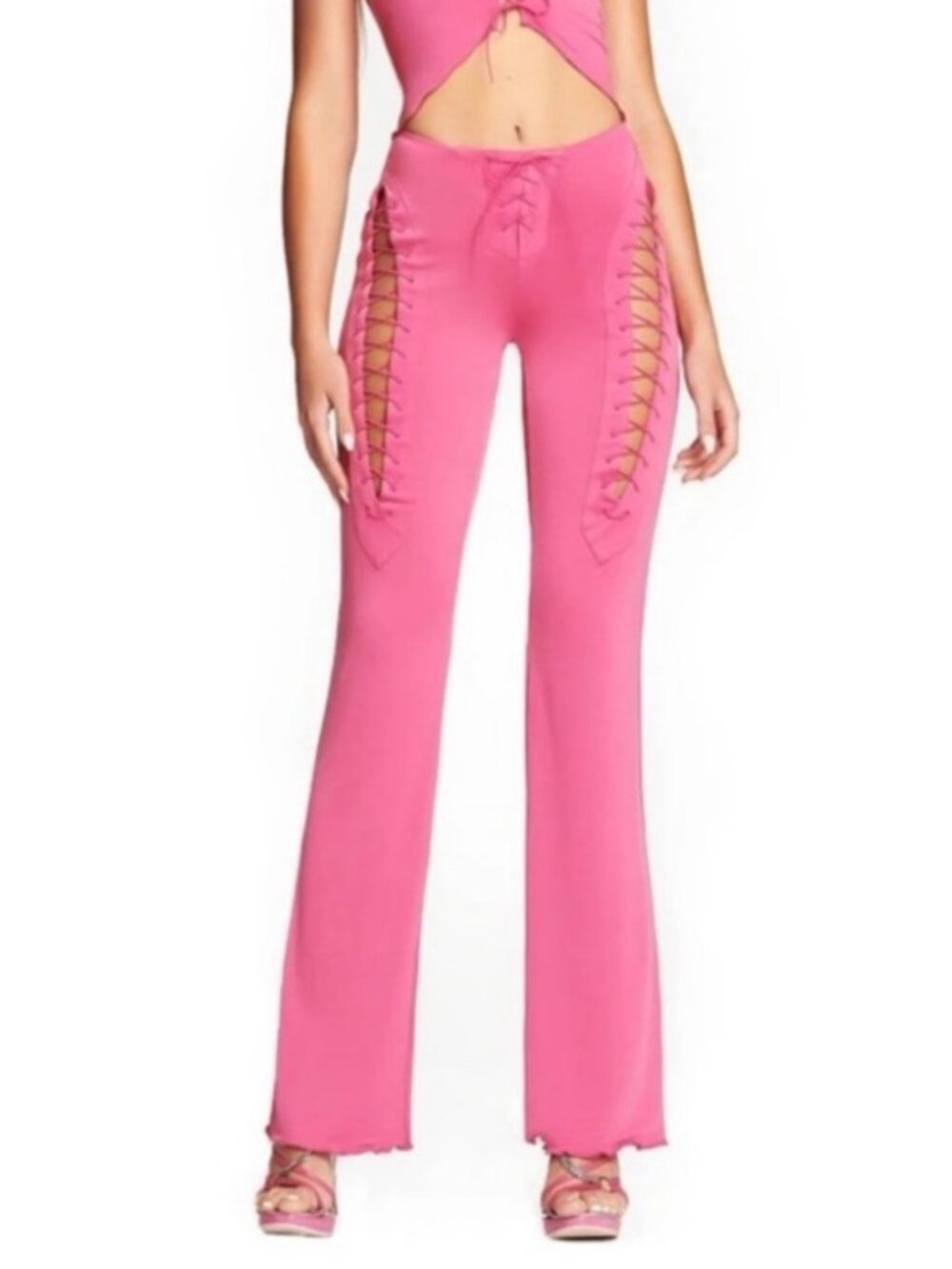 I.AM.GIA Nyx Hot Pink Lace Up Flare Pants